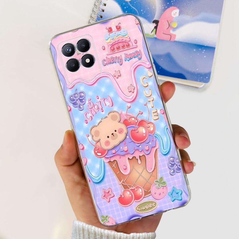 Чехол для Realme 8i RMX3151 Силиконовый чехол Модный Цветок Прозрачный Мягкий Прозрачный Чехол для телефона Для Realme 8i 4G Realme8i Ударопрочный Fundas