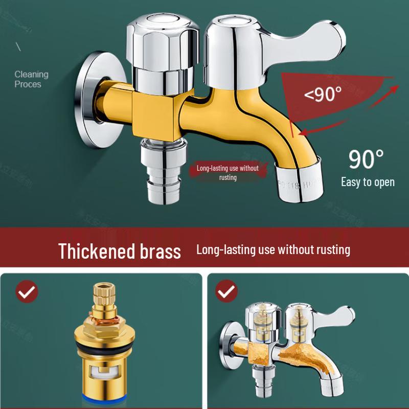 Двухцелевой латунный кран для стиральной машины