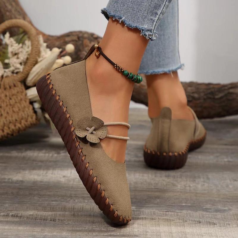 Ladies Flats Fashion Solid Color One-line Buckle Women's Casual Shoes Large Size Round Toe Shallow Mouth Woman's Sneakers