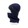Two-Piece Hat Scarf Set Autumn Winter Windproof Warm Neck Knitted Cap for Men Outdoor Riding Windproof Ear Protection Neck Wool Cap with Scarf