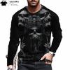 Мужская одежда с принтом черепа, модная мужская футболка с длинным рукавом, мужские винтажные футболки с принтом черепа, повседневные свободные мужские рубашки, топы