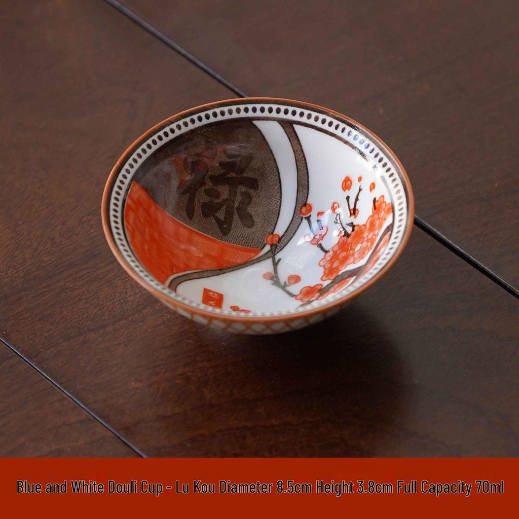 Двухцветная сине-белая фарфоровая чашка доули - Керамическая чашка мастера кунг-фу, Японская дегустационная чаша, Одинарная чайная чашка.