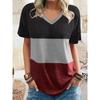 Women's T-shirt Simple Fashion V-neck Short Sleeve Stripe Print T Shirt For Ladies Harajuku Loose Clothing Female Pullover Tops