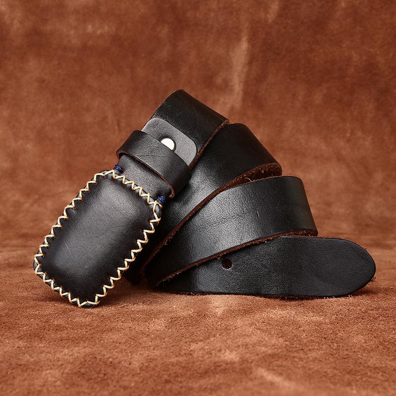 3,8 см широкий утолщенный очень толстый ретро ремень с пряжкой из натуральной кожи первого слоя из коровьей кожи с гладкой пряжкой для мужчин