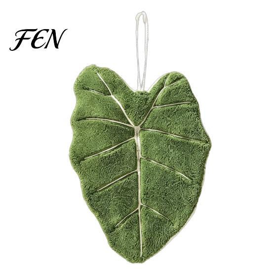 Coral Velvet Hanging Towel Leaf Shape Hand Towel, Soft Absorbent with Loop, Cute Maple Ginkgo Design for Kitchen Bathroom Drying Decor