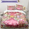 3pcs Duvet Cover Set (1*Duvet Cover + 2*Pillowcase, Without Core), Princess Peach Toadstool Print Soft All‑Season Bedding Set, Home Bedroom Decor Gift