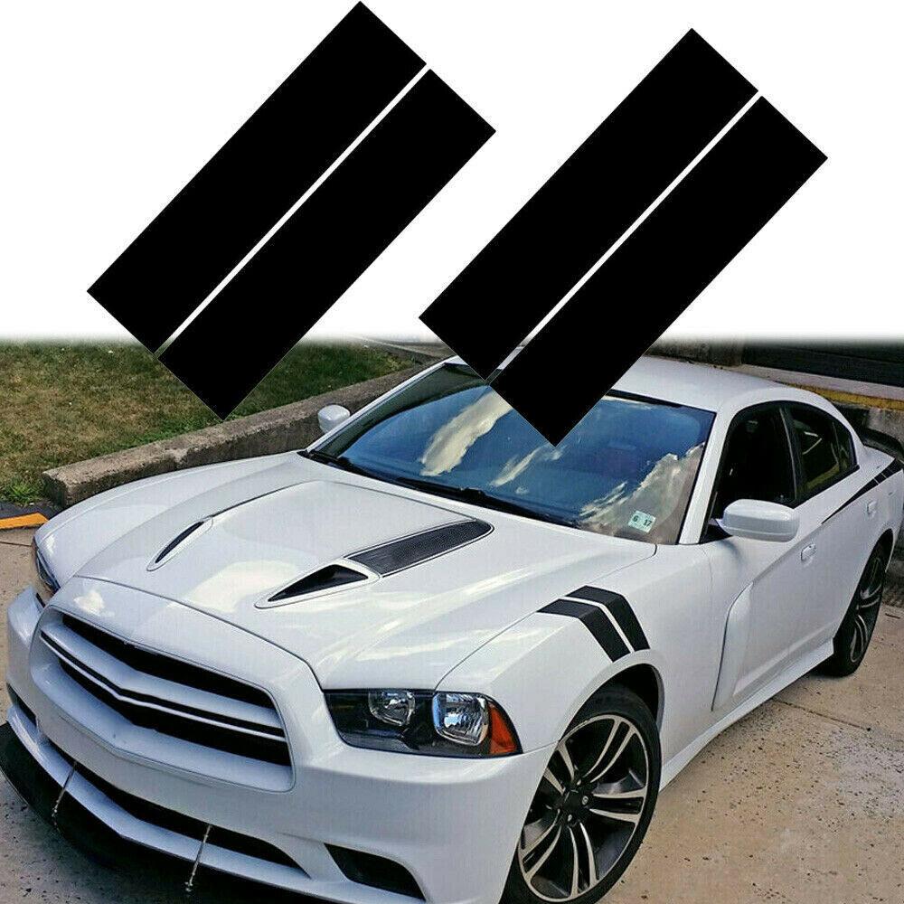4x Car Hood Fender Decal Stickers Black Stripes Trim Universal Auto Accessories