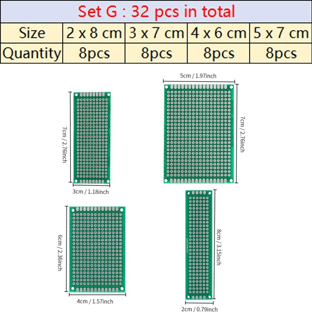 4-40 шт., универсальный макет печатной платы, двухсторонний макет 2x8, 3x7, 4x6, 5x7, 7x9 см, макетная плата, DIY электронный комплект