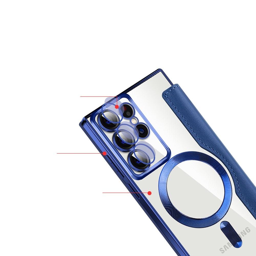 Samsung Galaxy S22 Ultra 5G Flip Case, RFID Wallet MagSafe with Camera Protection, Navy Blue