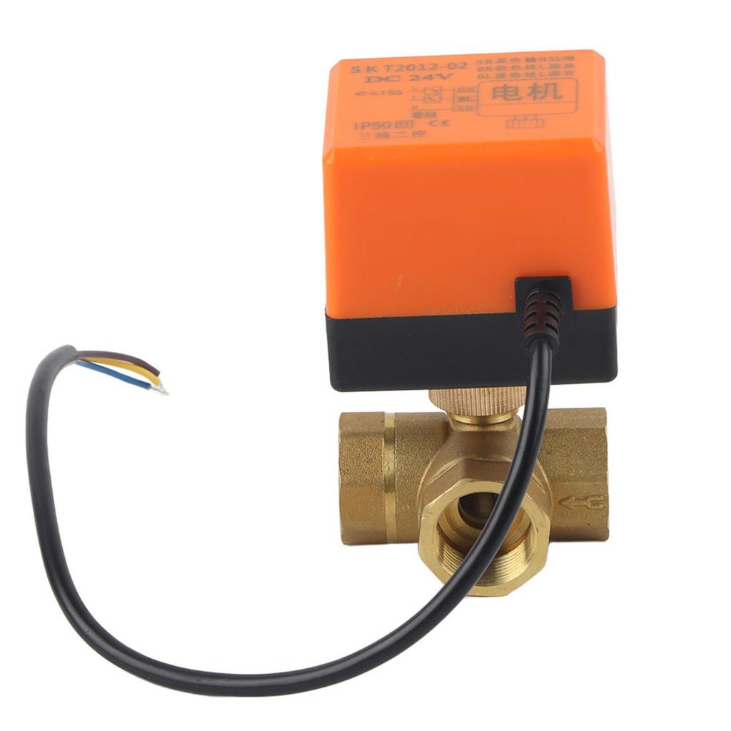 DN20 G34 Brass 3 Way Motorized Ball Electrical Valve for Air Conditioner DC24V