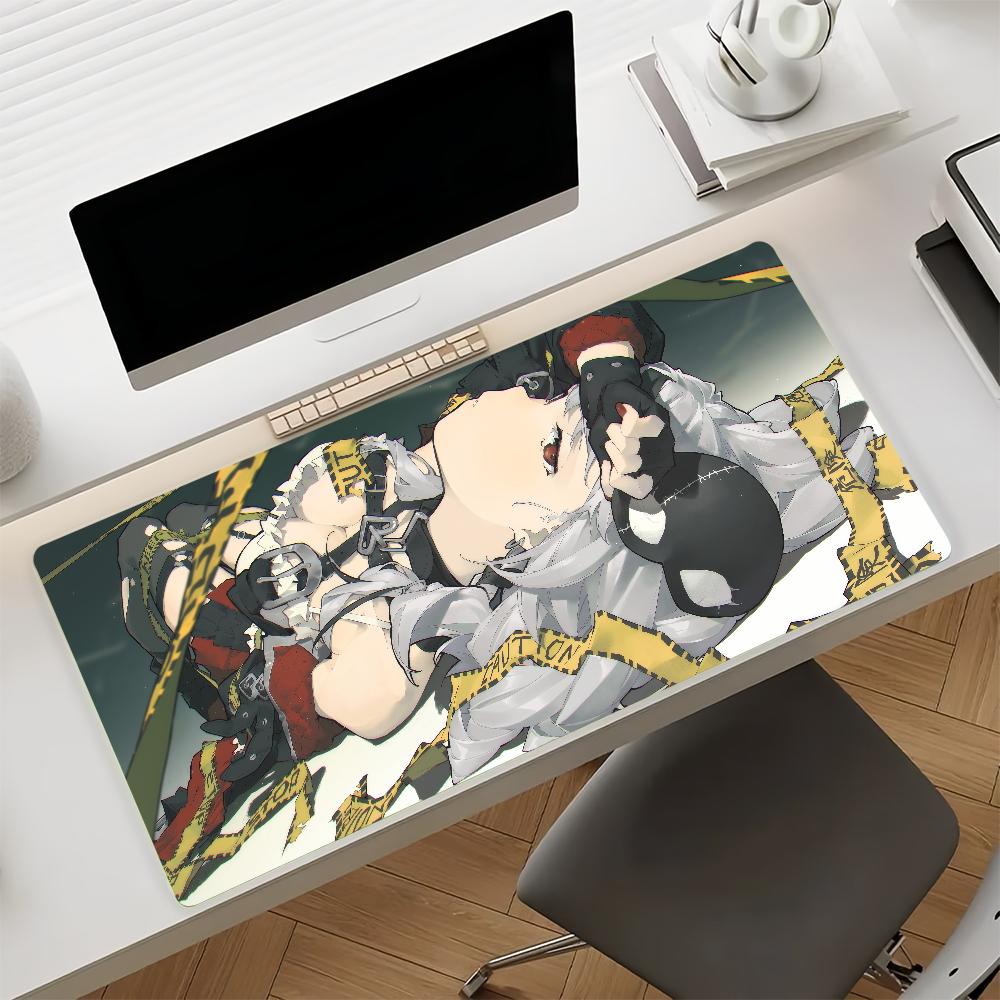 Antislip Gaming Mouse Pad Stitched Edge Desk Mat Large Size Bold Red Tone Anime Girl Design Keyboard Pad for Gamers