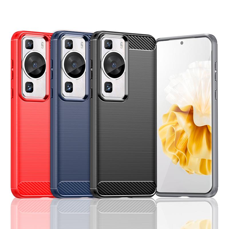Для чехла Huawei P60 Pro Крышка Huawei P60 Pro Capas Новый Телефон Задний Противоударный Бампер Мягкий ТПУ Чехол из Углеродного Волокна Huawei P60 Pro