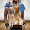 Летний топ с круглым вырезом и принтом 3D Cat, модные повседневные женские футболки с короткими рукавами