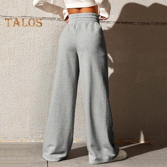 Женские спортивные брюки с эластичной высокой талией, регулируемые на шнурке, однотонные, свободного кроя, длинные брюки для отдыха на открытом воздухе