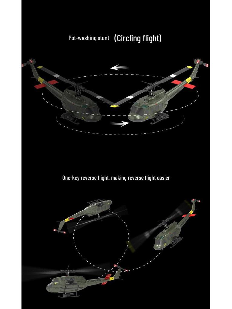 UH-1 Шестиканальный Бесфлайбарный Перевернутый Трюковой Вертолет на Радиоуправлении Игрушка