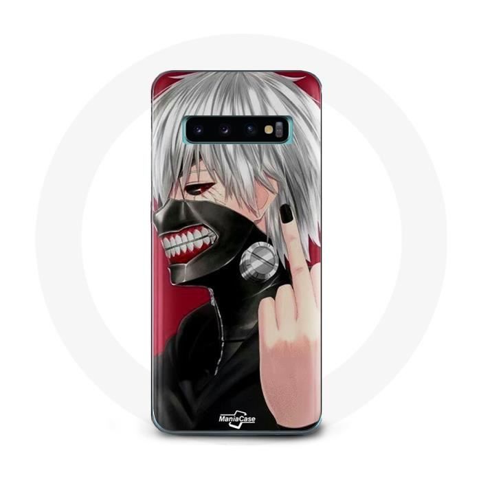 Coque maniacase pour Samsung Galaxy S10 Plus Tokyo Ghoul Kaneki Ken Masque Anime doigt