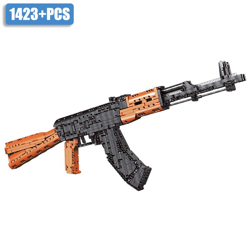 1423 детали Штурмовая винтовка АК47 Строительные блоки Военная серия Винтовка Детская развивающая сборная модель игрушечного пистолета Подарок мальчику на праздник