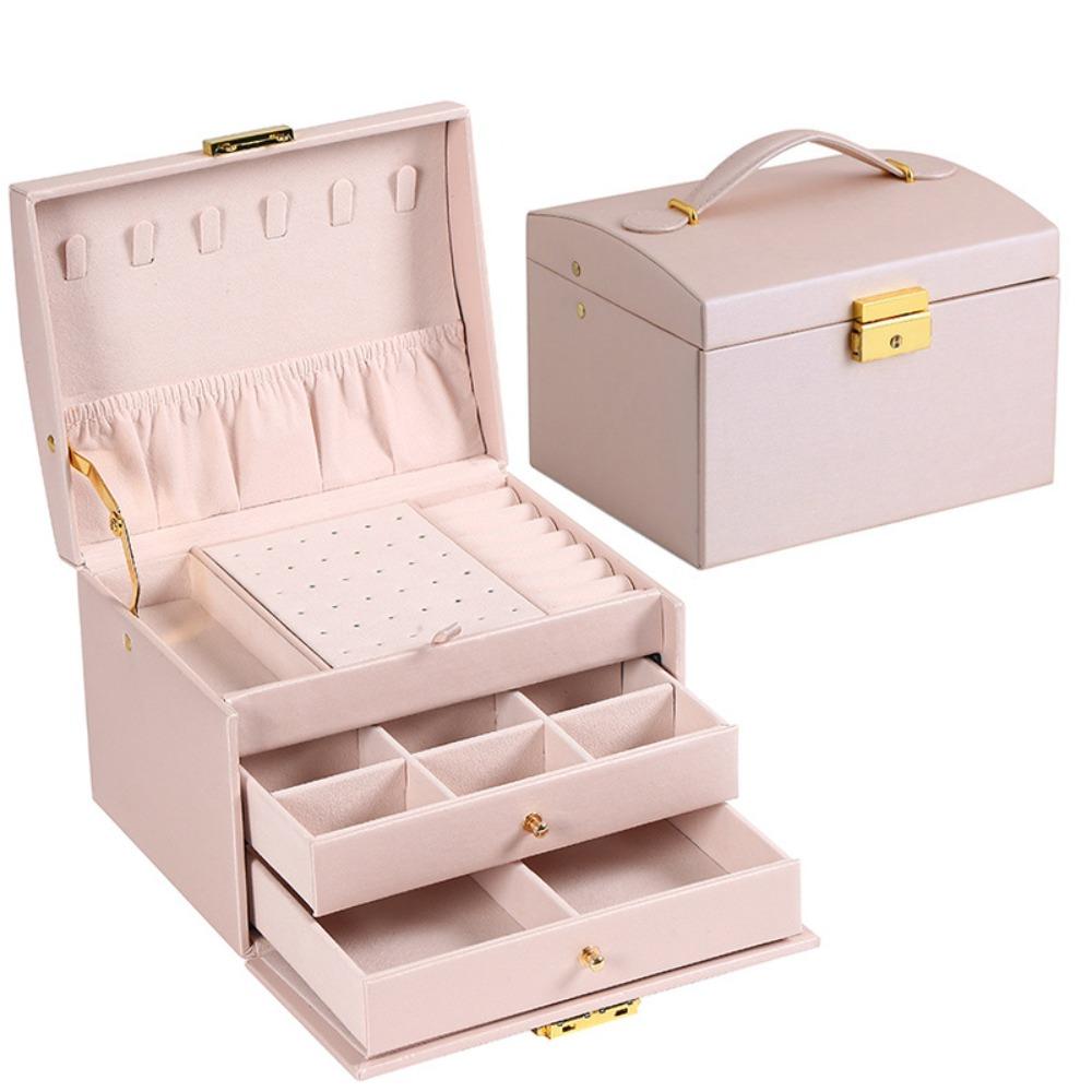 Rings Necklace Jewelry Holder PU Leather Jewelry Storage Case Simple Square Jewelry Box Vacation