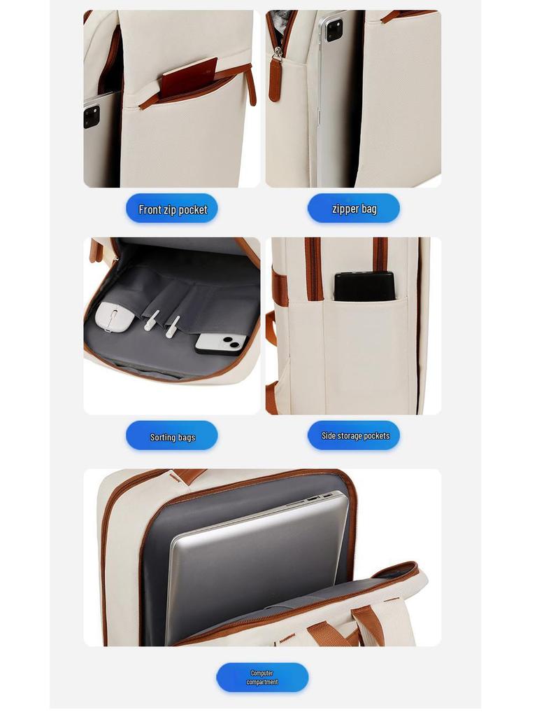 Women's Cross-Border Oxford Cloth Backpack, 15-Inch High-Capacity, Multi-Compartment Business Travel Laptop Bag