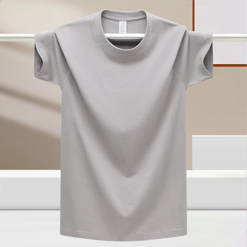 100% Cotton Summer T-Shirt for Men – Loose Fit, Breathable Solid Color Tee for Outdoor Sports and Fitness Exercise