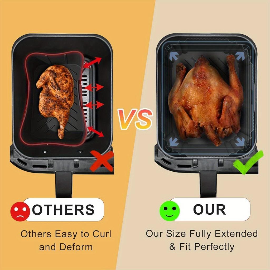 2 Non-Stick Air Fryer Pads - Oven, Oven, Oven - Easy To Clean, Reusable, Scratch-Resistant - For Chicken, French Fries, Pastries