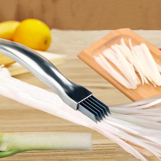 Слайсер для лука из нержавеющей стали, 6-лезвийный измельчитель зеленого лука, резак с нескользящей ручкой, кухонный измельчитель овощей, инструмент для зеленого лука