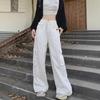 Women's 2025 High-Waist White Pocket Wide-Leg Jeans – Spring/Autumn Trend