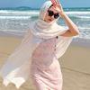 Solid Color Beach Silk Shawl Cotton Linen Bikini Cover-ups Breathable Boho Style Female