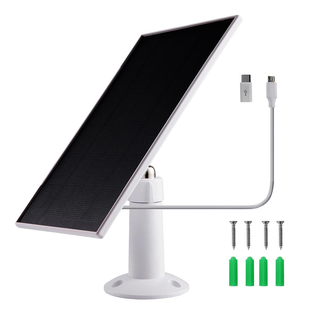 3W 6V Solar Charger 360° Adjustable Wall Mount Solar Cells Micro USB+Type-C Camera Solar Panel for Ring Eufy Blink Arlo Camera 4