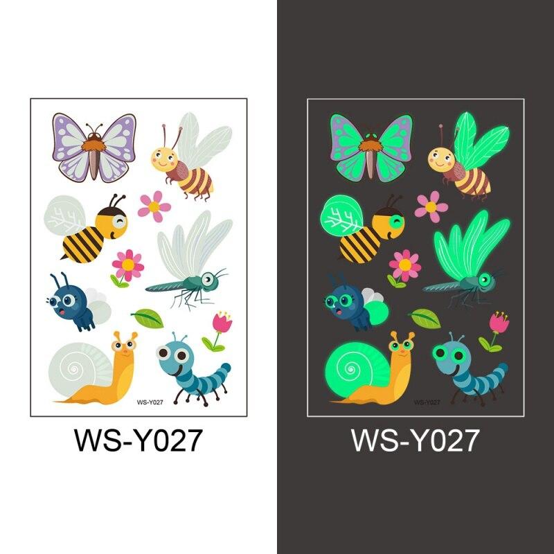 Детские временные татуировки Детские светящиеся татуировки-наклейки Водонепроницаемые светящиеся мультяшные наклейки