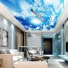 Обои 3D Голубое небо Белые облака Чайка Потолок Настенная роспись Гостиная Спальня Украшения Обои
