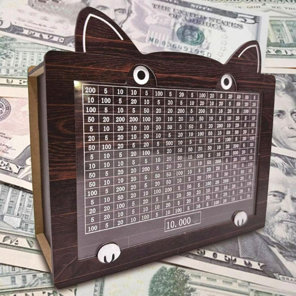 Cartoon Cat Money Saving Box Wooden Money Storage Bank Coin Storage Box for Adults and children