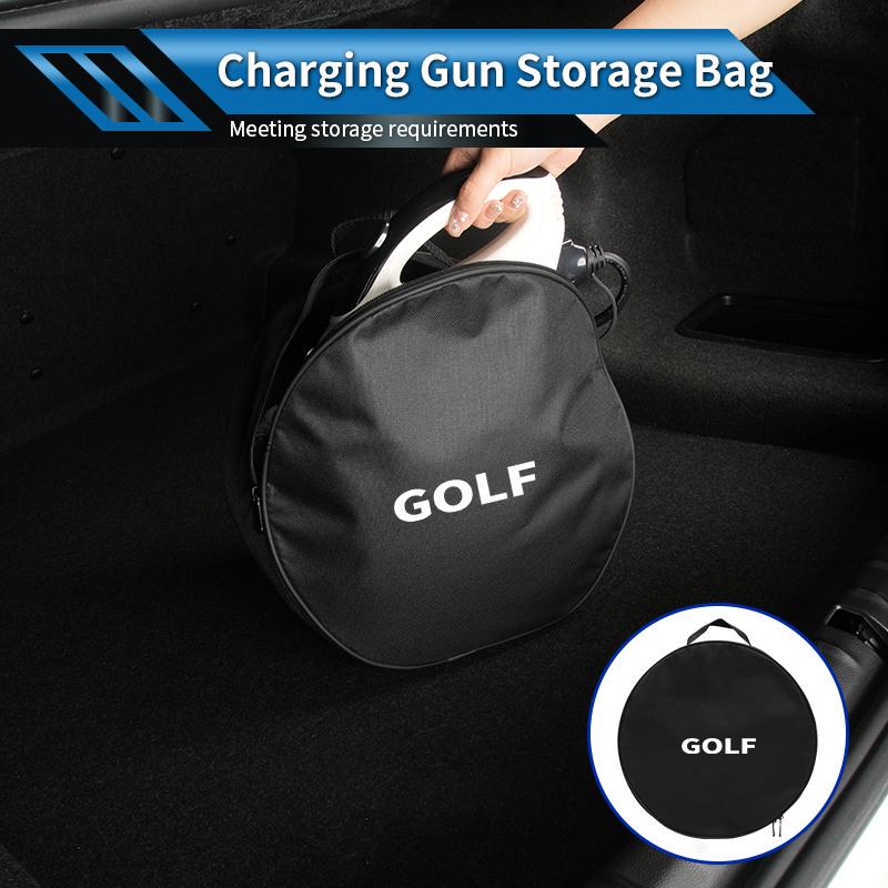 Car Charging Gun Bag Oxford Cloth Gun Cables Storage Box Auto Accessories For Volkswagen VW Golf Polo Tiguan T5 Passat zf4