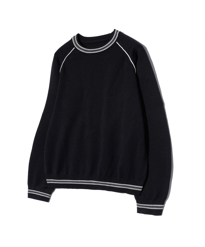 IRONYPORNO WHITELINE 86-Iroj361 Color Line Point Long Sleeve Knit Black