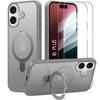 Protective Case - BOOLING - for iPhone 16 Plus - Reinforced Shockproof - Rotating Magnetic Stand - Grey