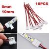 10Pcs PCB Cable 2 Pin LED Strip Connector 3528/5050 Single Color Adapter Useful