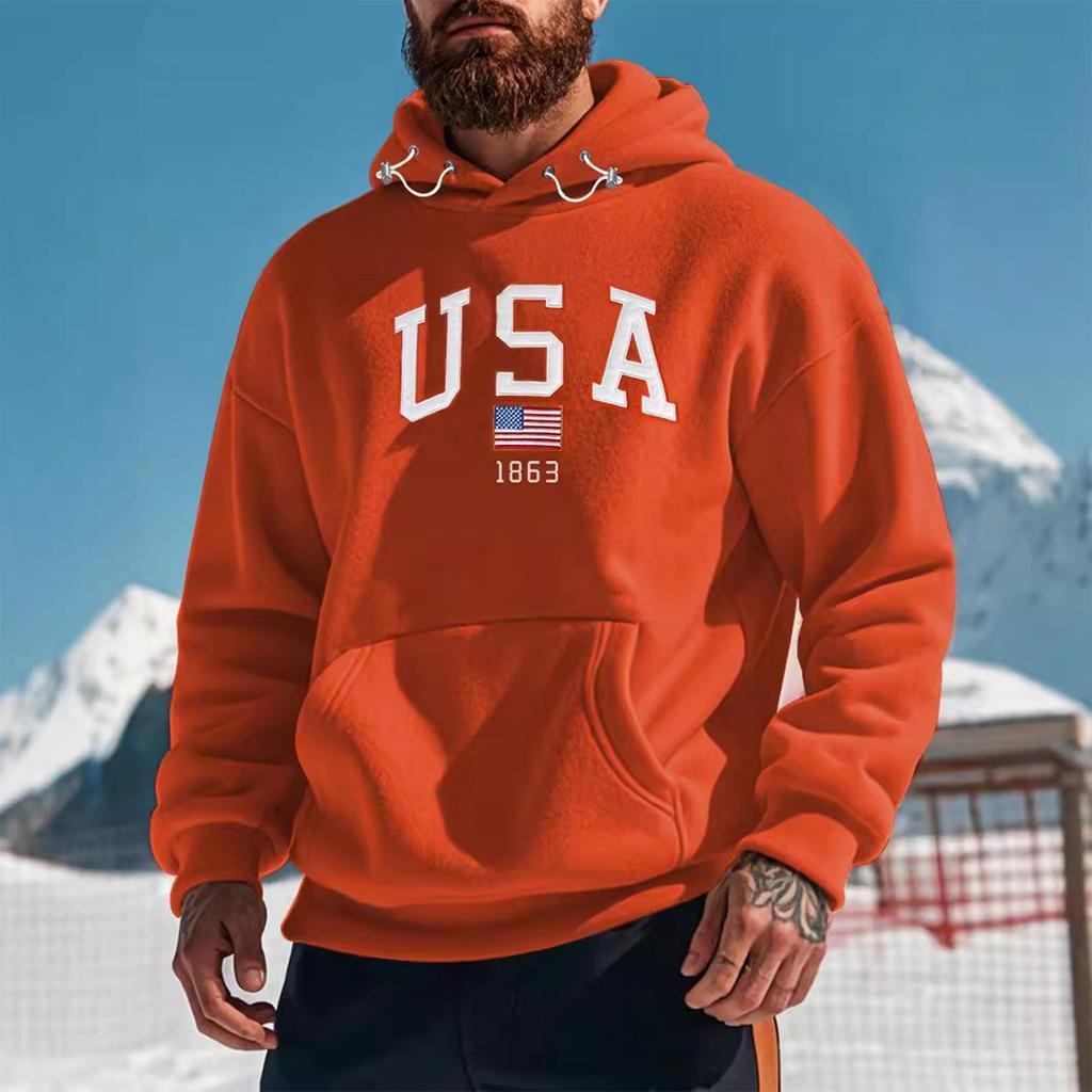 Мужская свободная флисовая толстовка с капюшоном с принтом, мужская повседневная модная спортивная толстовка-пуловер