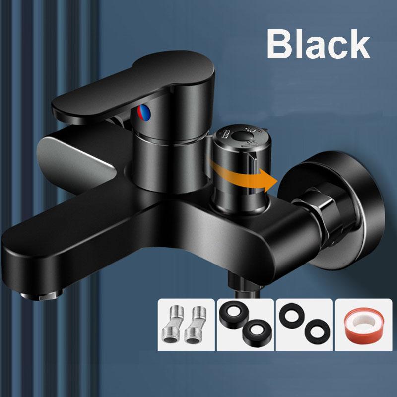 Черный Смеситель для Душа в Ванной Латунный Смеситель Горячей и Холодной Воды Аксессуары для Ванной Смесительный Клапан Набор Смесителей для Ванны и Душа