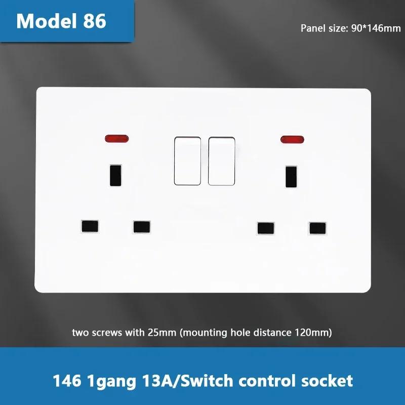 Стандартная розетка Великобритании 13А, двойная USB, вилка Type-C, настенная розетка, 1/2/3-клавишный двухпозиционный выключатель, белая универсальная 5-контактная настенная электрическая розетка