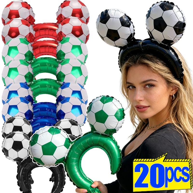 Headwear Soccer Foil Balloons Inflatable Soccer Shape Hand Stick Balloon Colorful Soccer Party Balloons Sports Theme Decoration