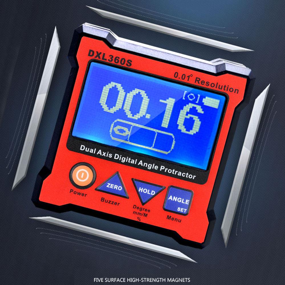 Digital Angle Finder Protractor 0.01 degrees  Resolution Angle Gauge Dual Axis Level with Backlight Woodworking