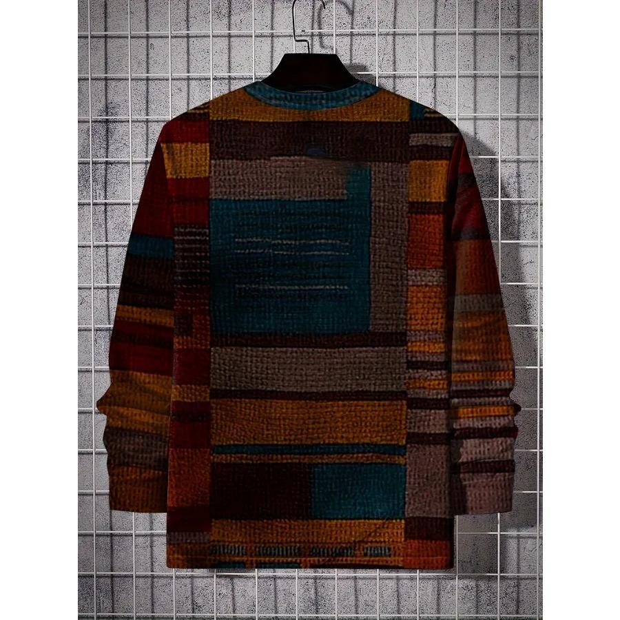 Mens Vibrant Color Block Long Sleeve Comfort Fit T-Shirt - Soft, Breathable, Casual Wear for Summer - Mens Clothing for Relaxed Style