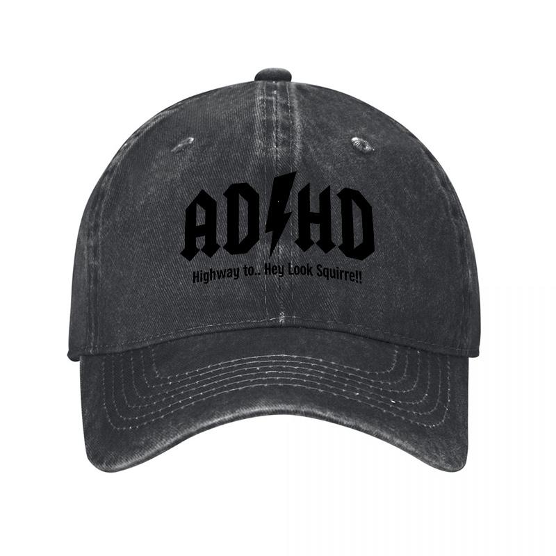 ADHD Logo Washed Cotton Baseball Cap Classic Vintage Style Adjustable Hat for Unisex and Women Casual Streetwear Fashion Accessory