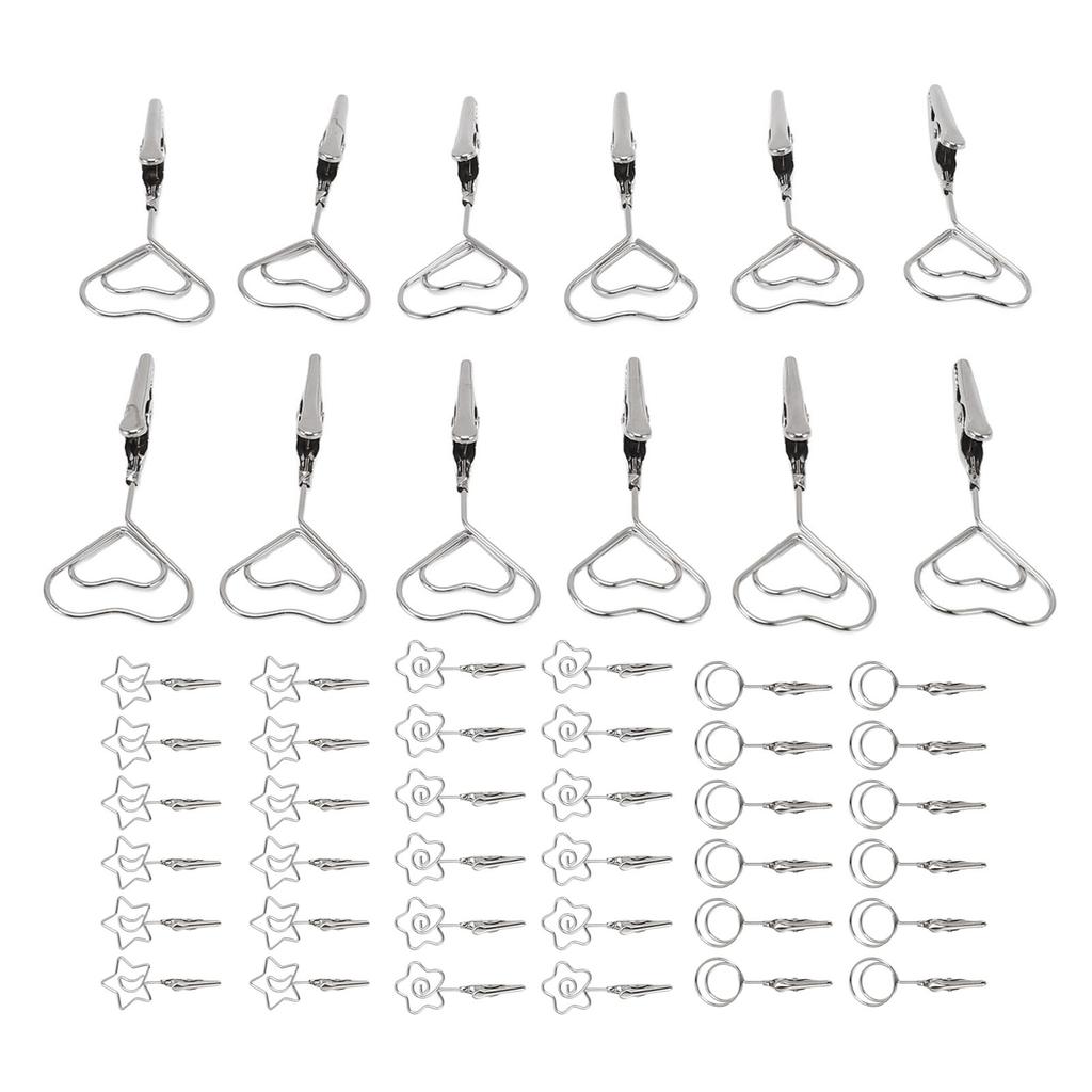 12pcs 2.8in Double Headed Memo Clip Metal Card Holder Wire Photo Clamp for Hanging Photo Display