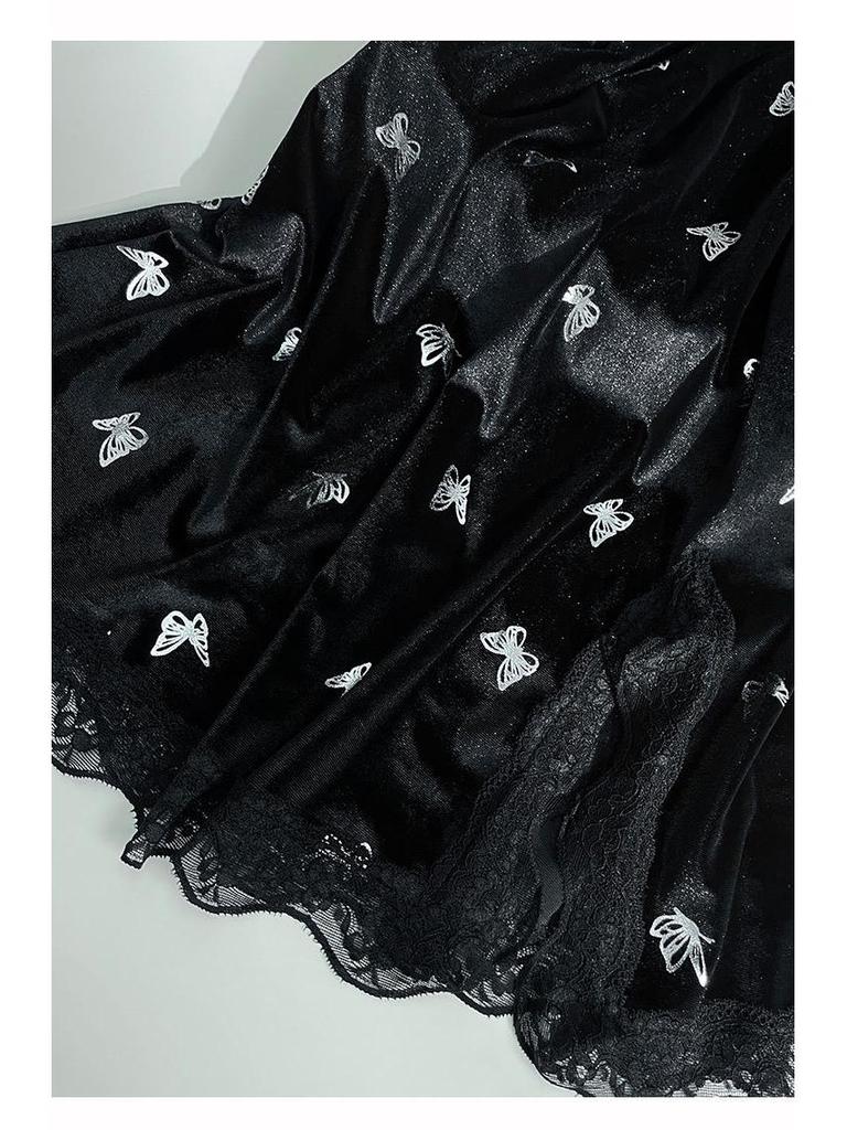 Сексуальная ночная сорочка-майка «Бабочка» 2025 с вкладышами для груди - Золотой бархатный стиль