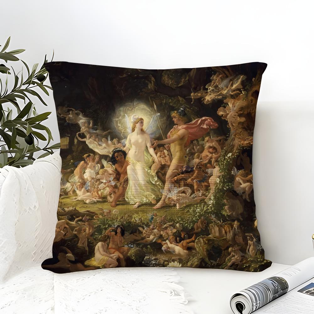 A Midsummer Nights Dream Pillow Case Cotton Linen Fabric Square Zipper Pillowcase Home Decorative Living Room