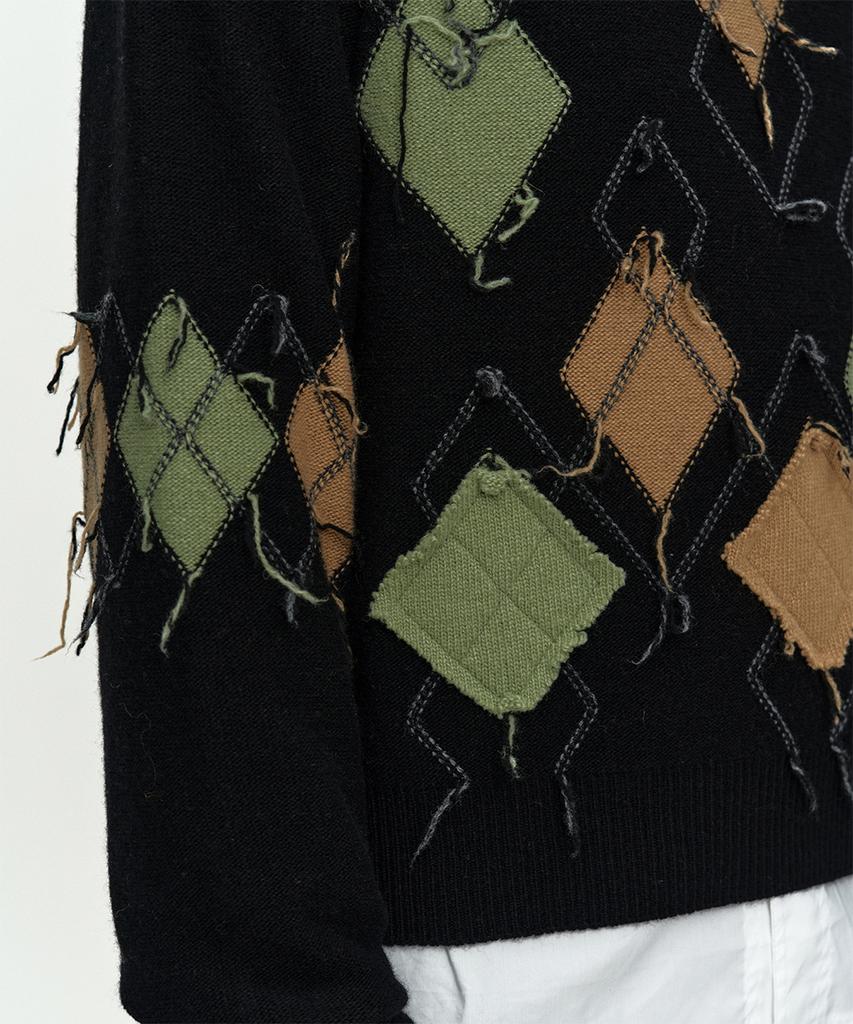 ADSB ANDERSSON BELL Tom Argyle Crew-Neck Sweater Atb1415M(Black)