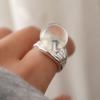 925 Silver Rings for Women Couple Minimalist Handmade Big Ball Ring Fine Jewelry Birthday Gift Prevent Allergy