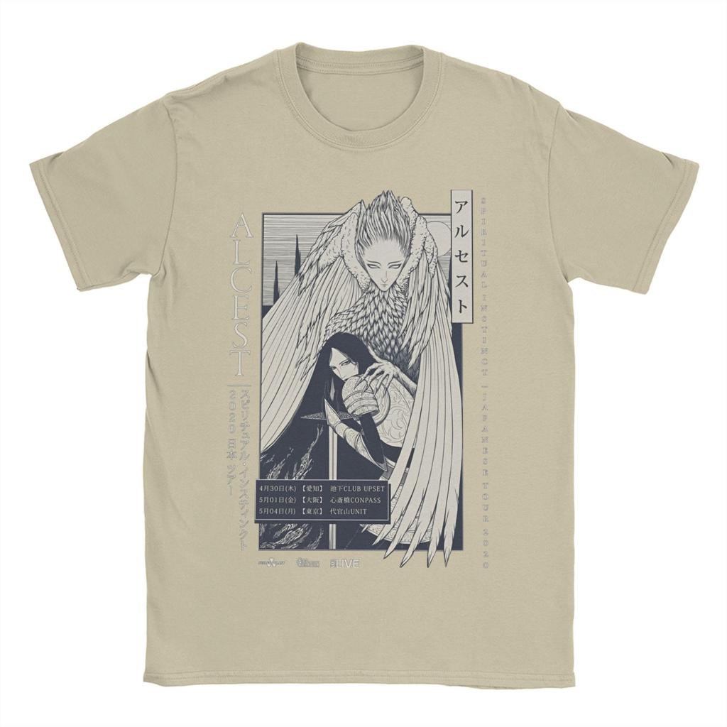 Мужская футболка Французская группа ALCEST Новинка Хлопковые футболки с коротким рукавом Музыкальная футболка Круглый вырез Одежда Идея подарка