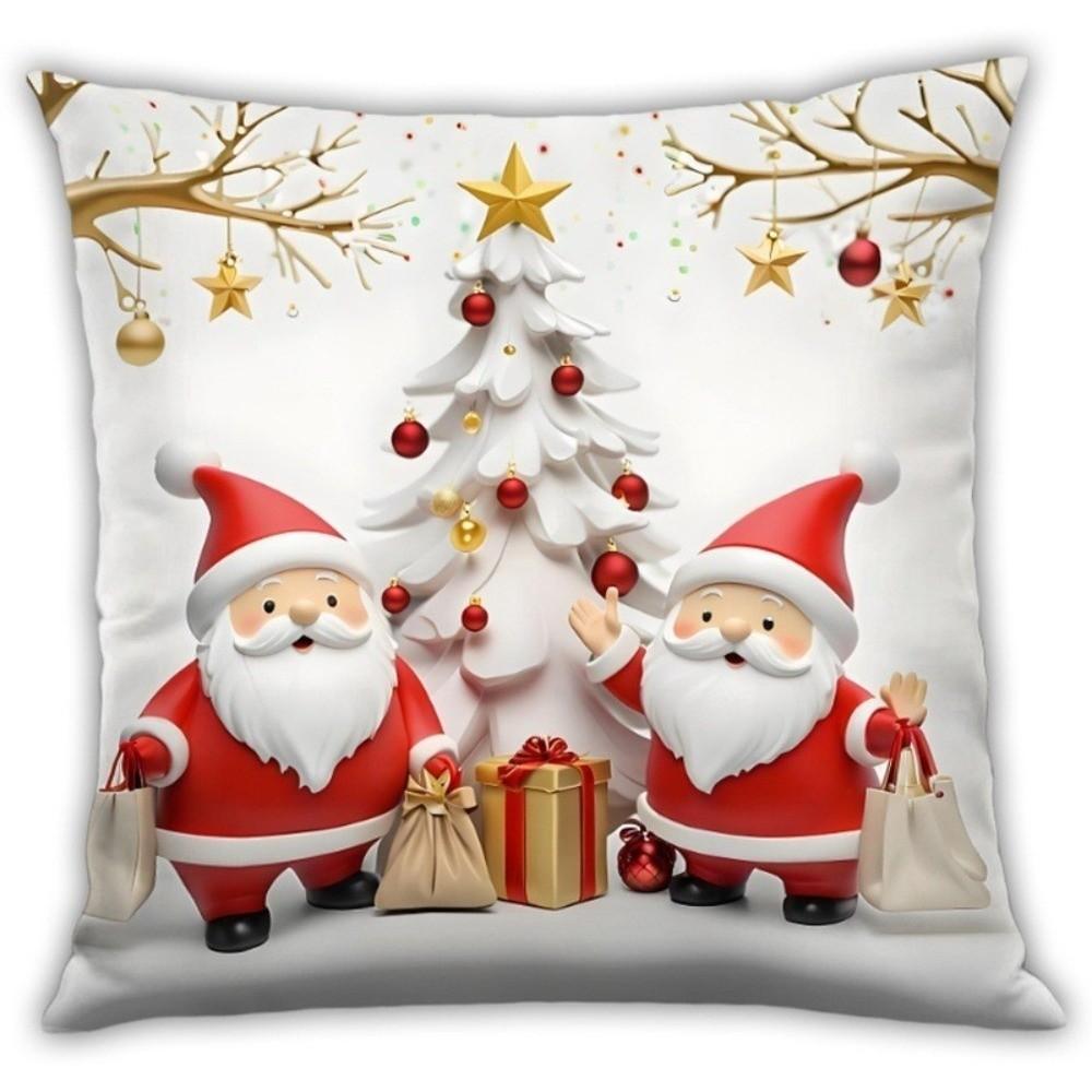 2D Printed Christmas Pillow Covers Reindeer Xmas Pillowslip Cartoon Cute Throw Cushion Case Sofa